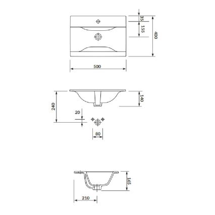 Cersanit S801-458 - Meuble de salle de bains suspendu avec vasque NIKO 50x40 cm, finition noyer