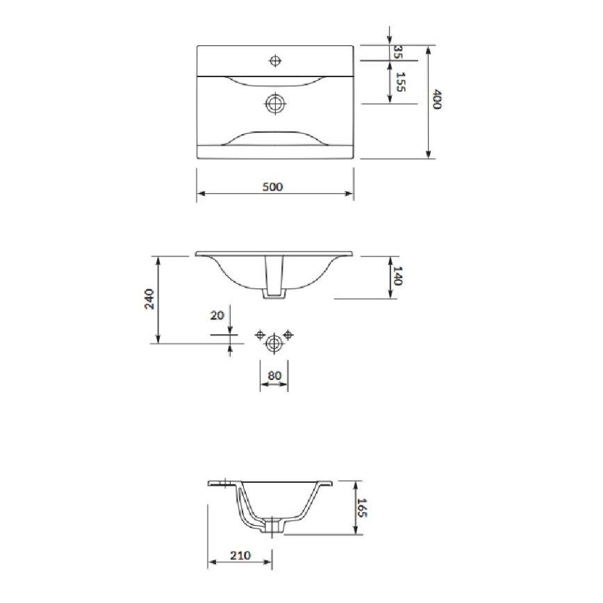 Cersanit S801-458 - Meuble de salle de bains suspendu avec vasque NIKO 50x40 cm, finition noyer