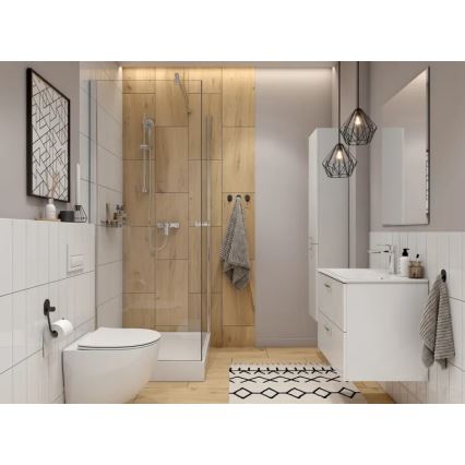 Cersanit S801-538 - Meuble de salle de bains suspendu avec vasque NIKO 80x50x45 cm blanc