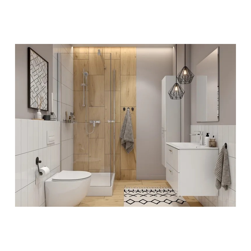 Cersanit S801-538 - Meuble de salle de bains suspendu avec vasque NIKO 80x50x45 cm blanc