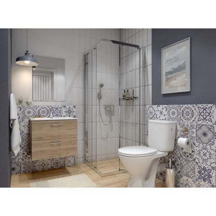 Cersanit S801-539 - Meuble-lavabo suspendu NIKO 80x45 cm, finition noyer