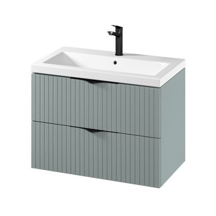 Cersanit S801-540 - Meuble de salle de bains suspendu avec lavabo TIRSO 80x60x45 cm menthe