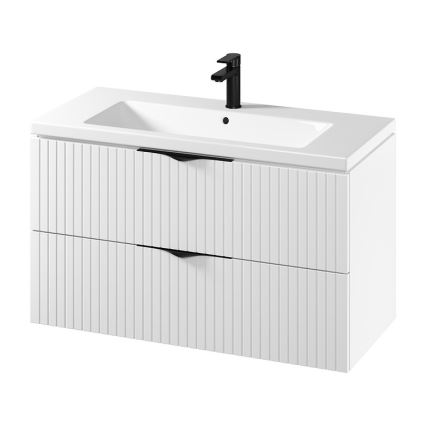 Cersanit S801-542 - Meuble de salle de bains suspendu avec lavabo TIRSO 100x45 cm, blanc