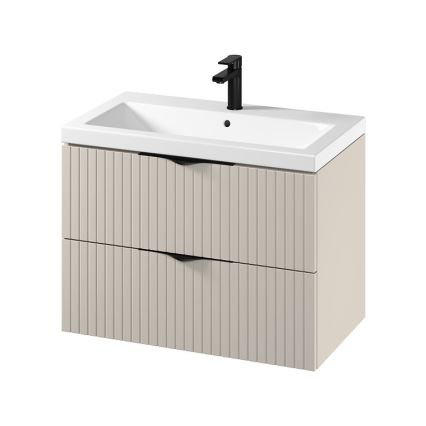 Cersanit S801-543 - Meuble de salle de bains suspendu avec lavabo TIRSO 80x45 cm beige