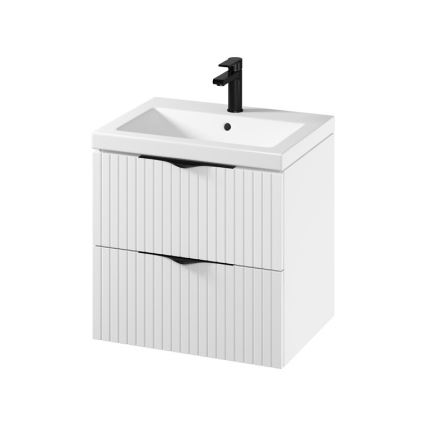 Cersanit S801-545 - Meuble de salle de bains suspendu avec vasque TIRSO 60x60x45 cm blanc