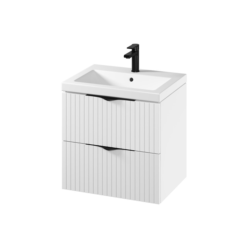 Cersanit S801-545 - Meuble de salle de bains suspendu avec vasque TIRSO 60x60x45 cm blanc