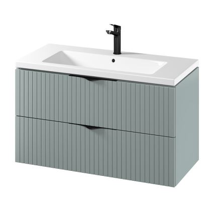 Cersanit S801-546 - Meuble de salle de bains suspendu avec vasque TIRSO 100x60x45 cm vert menthe