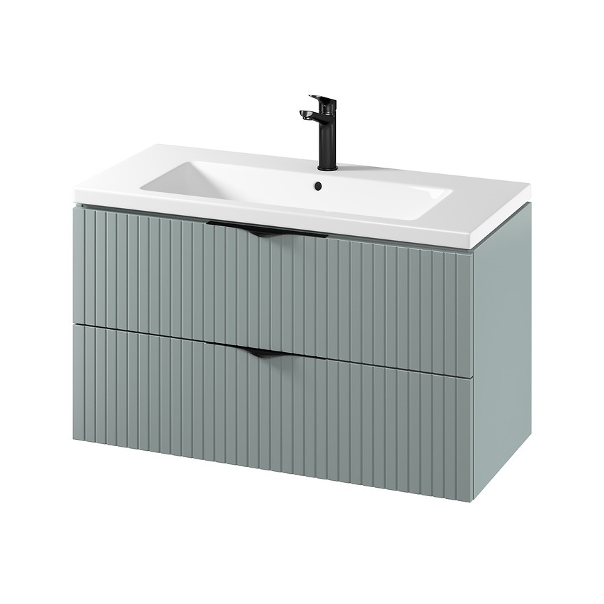 Cersanit S801-546 - Meuble de salle de bains suspendu avec vasque TIRSO 100x60x45 cm vert menthe
