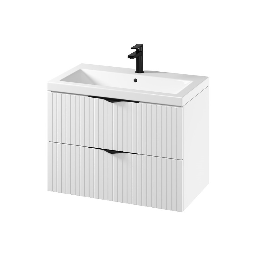 Cersanit S801-547 - Meuble suspendu de salle de bains avec vasque TIRSO 80 x 45 cm blanc