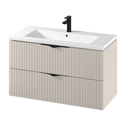 Cersanit S801-548 - Meuble de salle de bains suspendu avec vasque TIRSO 100 x 45 cm beige