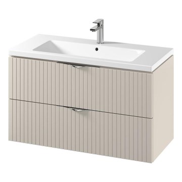 Cersanit S801-548 - Meuble de salle de bains suspendu avec vasque TIRSO 100 x 45 cm beige
