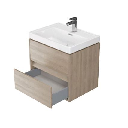 Cersanit S924-008 - Meuble sous-vasque suspendu CREA, 60 x 54 x 45 cm, finition chêne