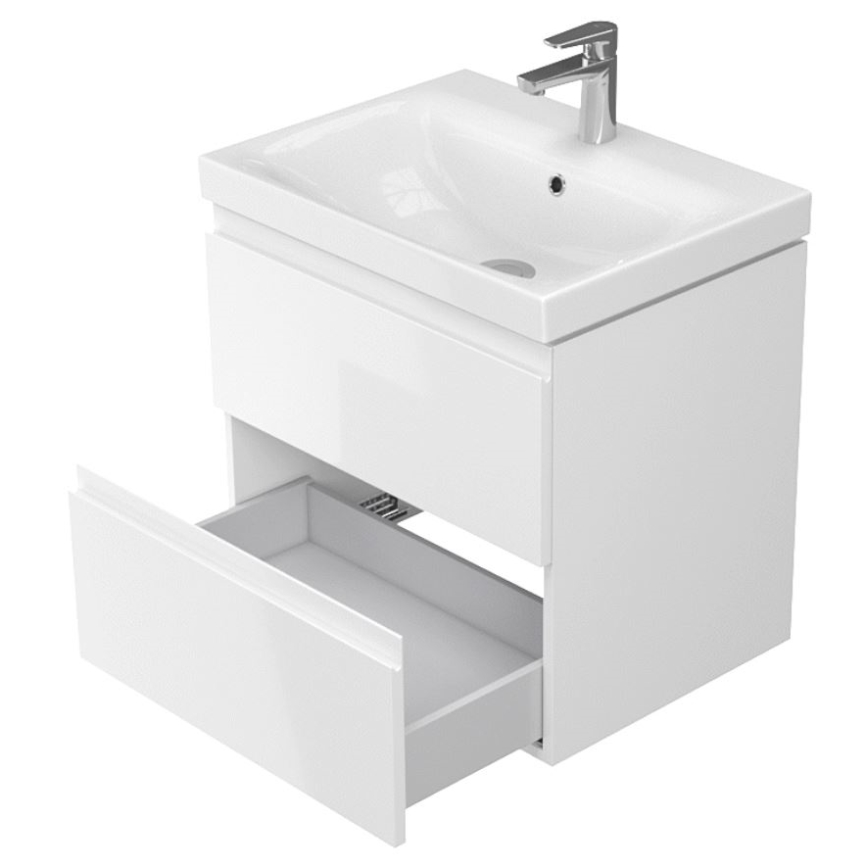 Cersanit S929-010 - Meuble suspendu pour vasque de salle de bains MEDDIE 57x59,5 cm blanc brillant