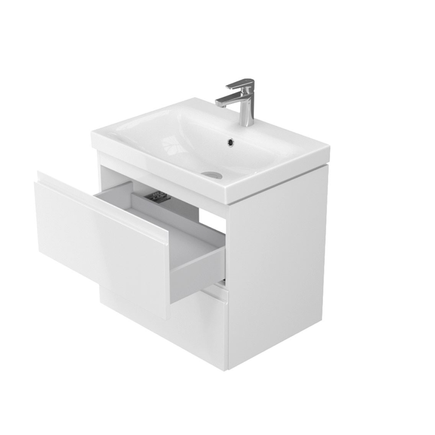 Cersanit S929-010 - Meuble suspendu pour vasque de salle de bains MEDDIE 57x59,5 cm blanc brillant