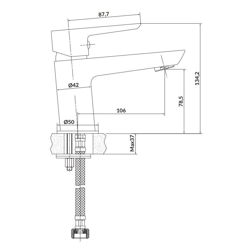 Cersanit S951-047 - Robinet de lavabo MILLE 13,4 cm blanc + bonde