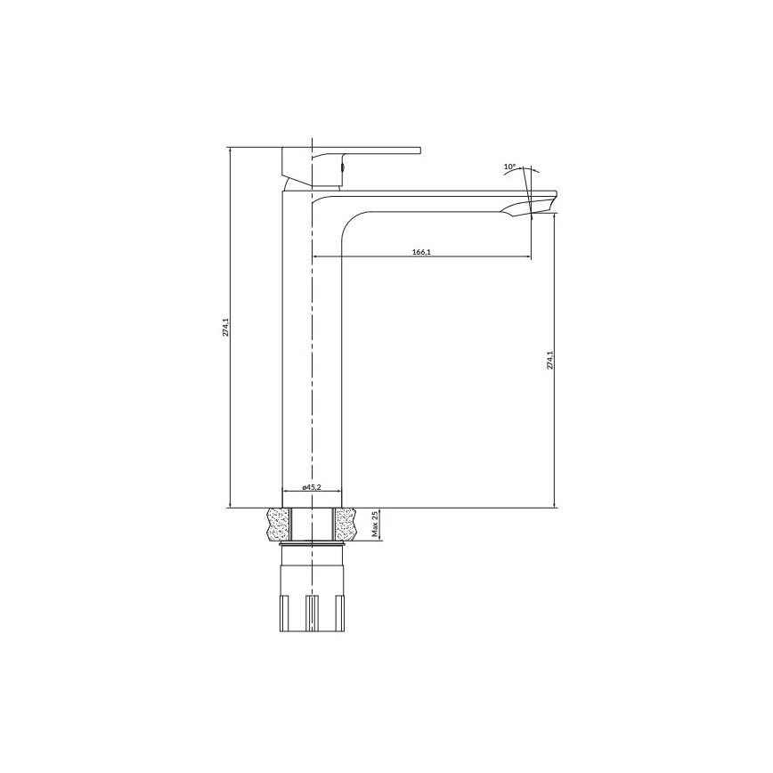 Cersanit S951-335 - Robinet de lavabo CREA 27,4 cm nickel