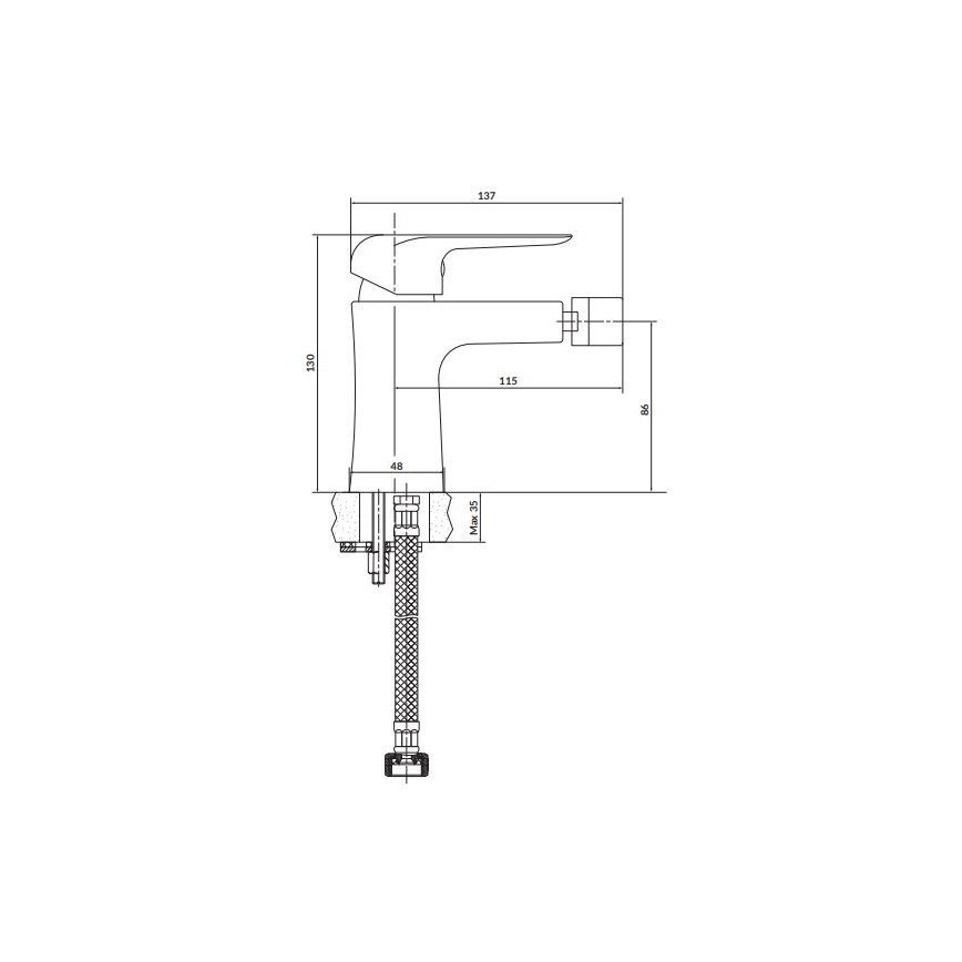 Cersanit S951-350 - Robinet de bidet CITY chrome brillant