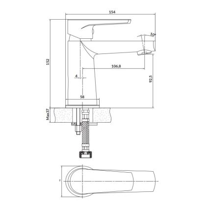 Cersanit S951-362 - Robinet de lavabo MODUO 15,2 cm chrome brillant