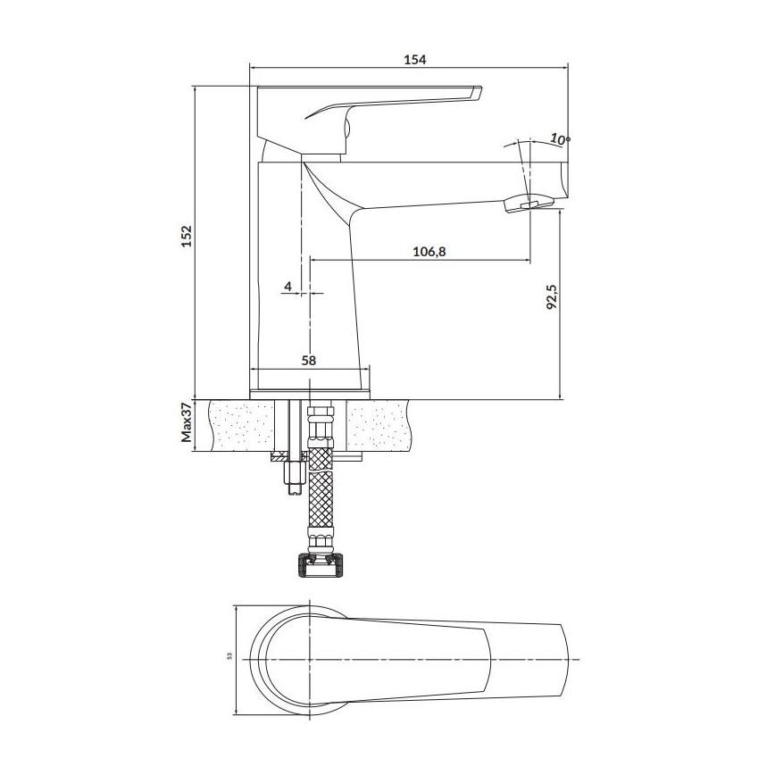 Cersanit S951-362 - Robinet de lavabo MODUO 15,2 cm chrome brillant
