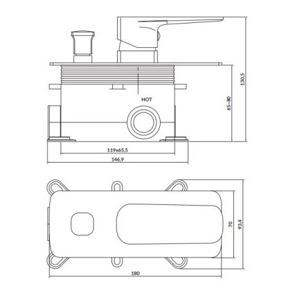 Cersanit S951-374 - Robinet de douche pour une installation encastrée LARGA chrome brillant