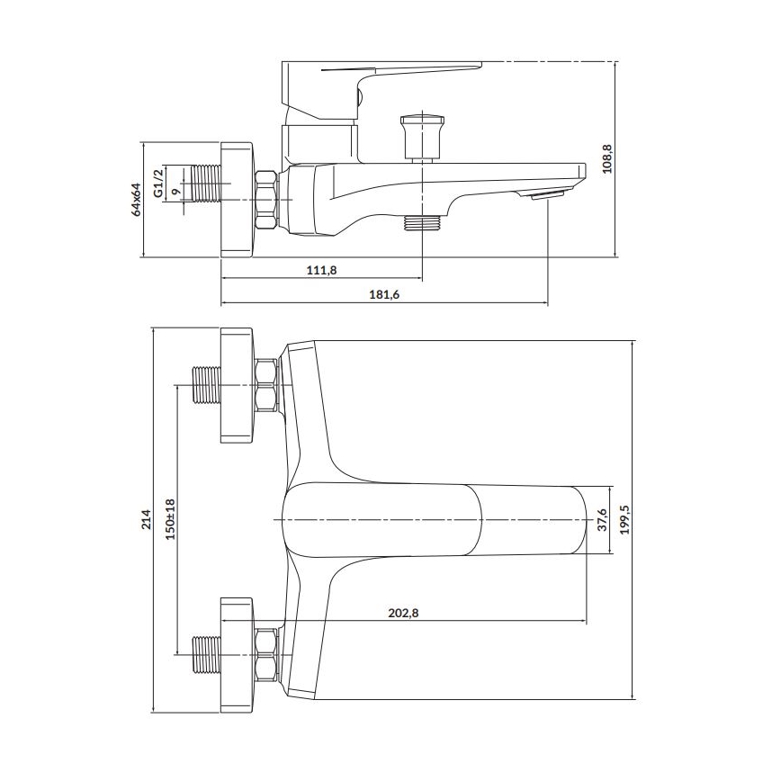 Cersanit S951-378 - Robinet de baignoire LARGA doré