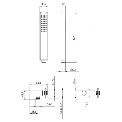 Cersanit S951-522 - Ensemble de douche MILLE chrome brillant
