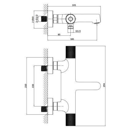 Cersanit S951-566 - Robinet thermostatique de baignoire ZEN noir