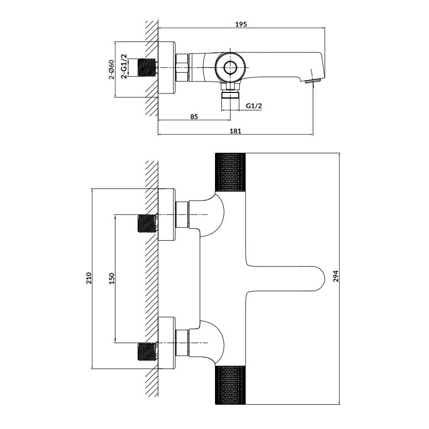 Cersanit S951-566 - Robinet thermostatique de baignoire ZEN noir