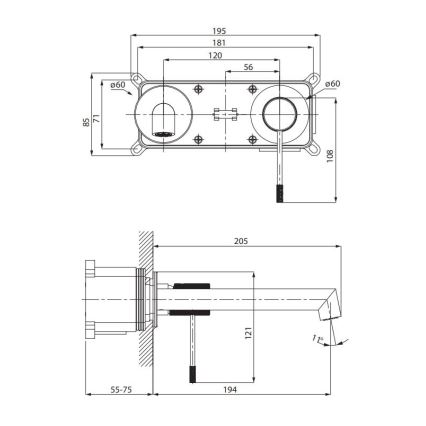 Cersanit S951-593 - Robinet de lavabo pour installation encastrée ZEN chrome brillant