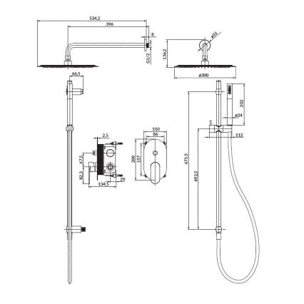 Cersanit S952-008 - Ensemble de douche avec robinet encastré CREA chrome brillant