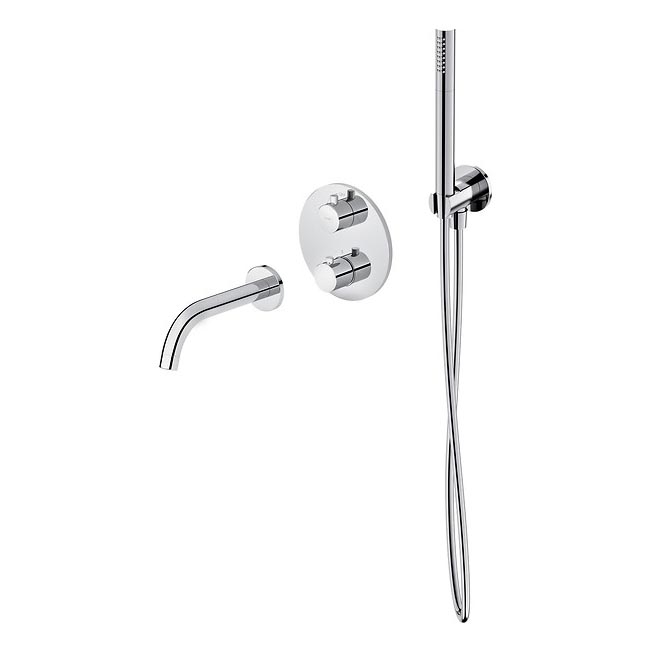Cersanit S952-034 - Ensemble baignoire avec robinet thermostatique encastré ZEN chrome brillant