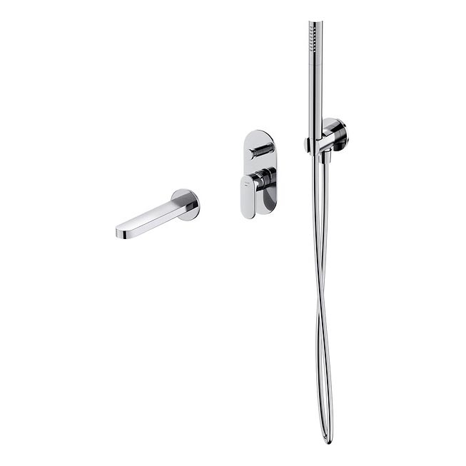 Cersanit S952-035 - Ensemble baignoire avec robinet encastré CREA chrome brillant