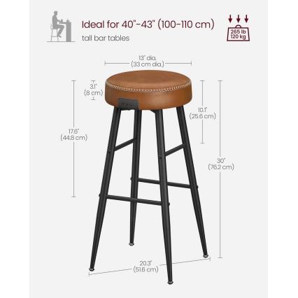Chaise de bar LIOR marron/noir