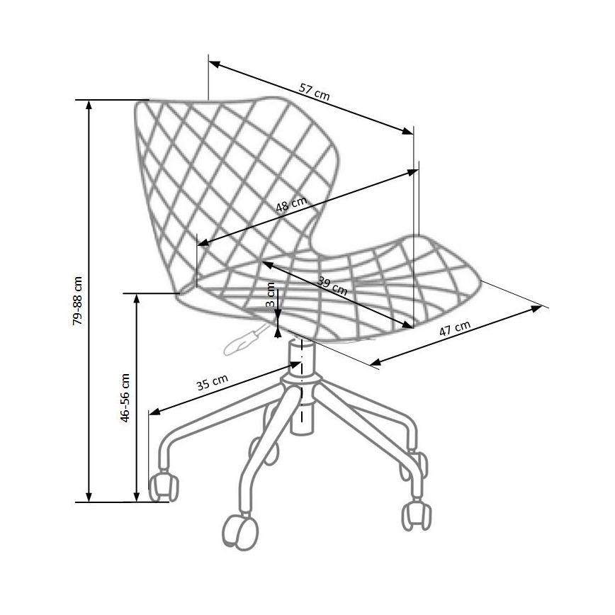 Chaise de bureau MUNA blanche/grise
