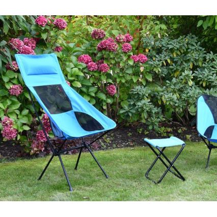 Chaise de camping pliable bleu 105 cm