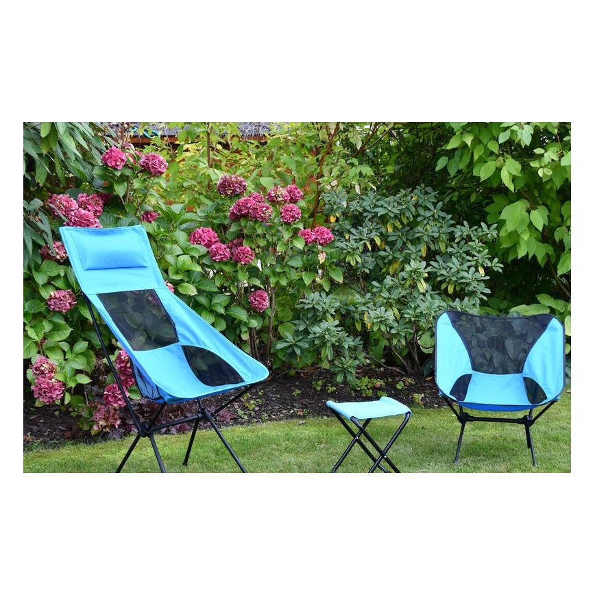 Chaise de camping pliable bleu 63 cm
