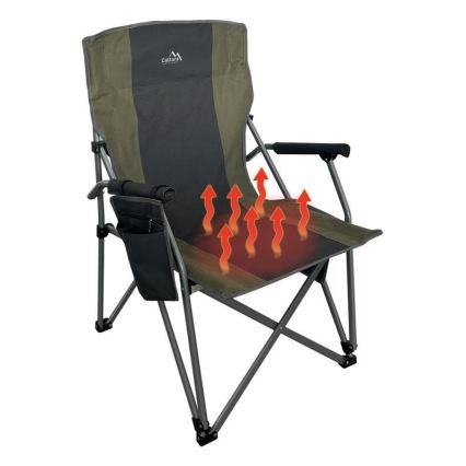 Chaise de camping pliante chauffante 11/5V, vert/gris