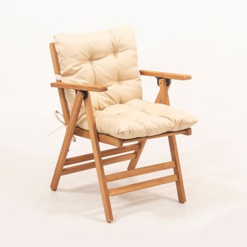 Chaise de jardin pliable avec oreiller beige/charme