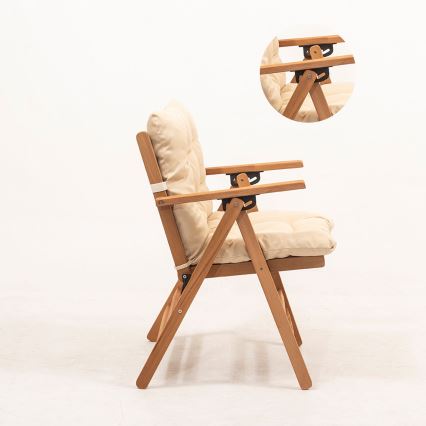 Chaise de jardin pliable avec oreiller beige/charme