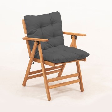 Chaise de jardin pliable avec oreiller gris/charme