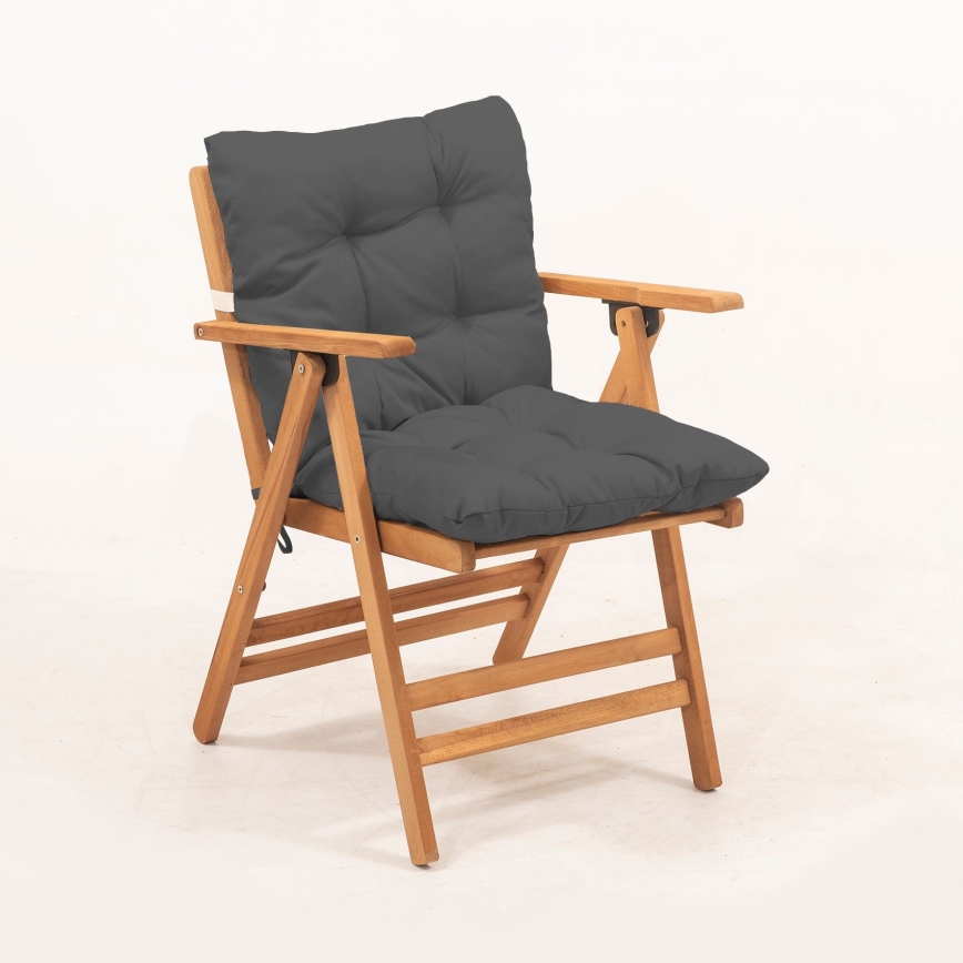 Chaise de jardin pliable avec oreiller gris/charme