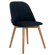 Chaise de repas BAKERI 86x48 cm bleu foncé/chêne clair