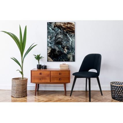 Chaise de repas BOVIO 86x48 cm bleu foncé/hêtre