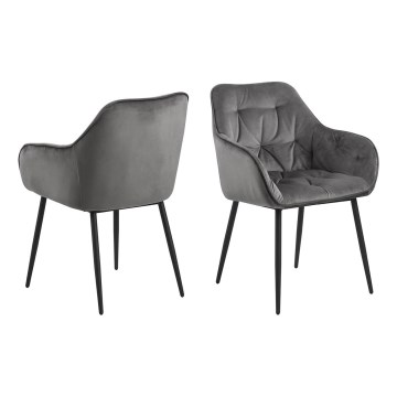 Chaise de salle à manger avec accoudoirs AYLIN 2 pcs gris foncé