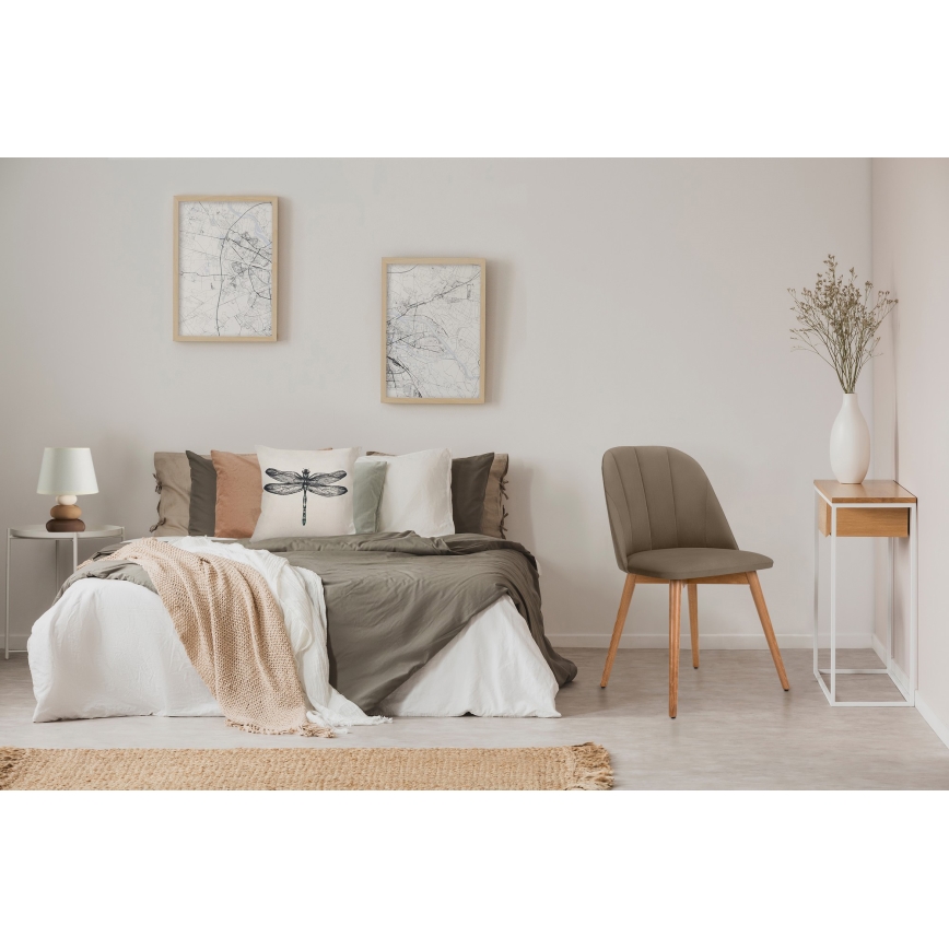 Chaise de salle à manger BAKERI 86x48 cm beige/chêne clair