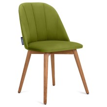 Chaise de salle à manger BAKERI 86x48 cm vert clair/chêne clair
