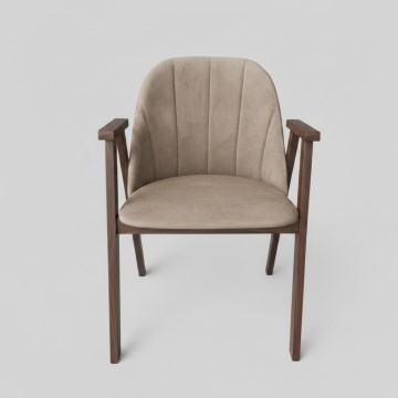 Chaise de salle à manger GARDA, noyer/beige