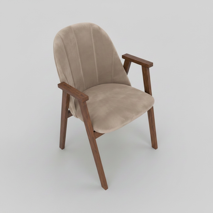 Chaise de salle à manger GARDA, noyer/beige