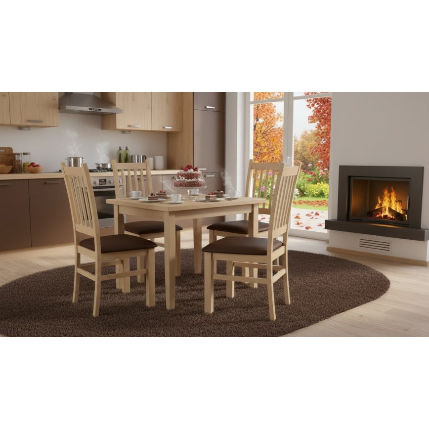 Chaise de salle à manger SIMON hêtre/brun foncé