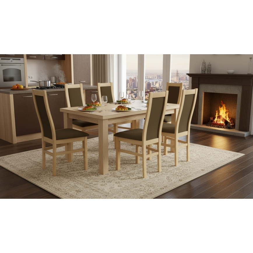 Chaise de salle à manger ZOE chêne/marron foncé